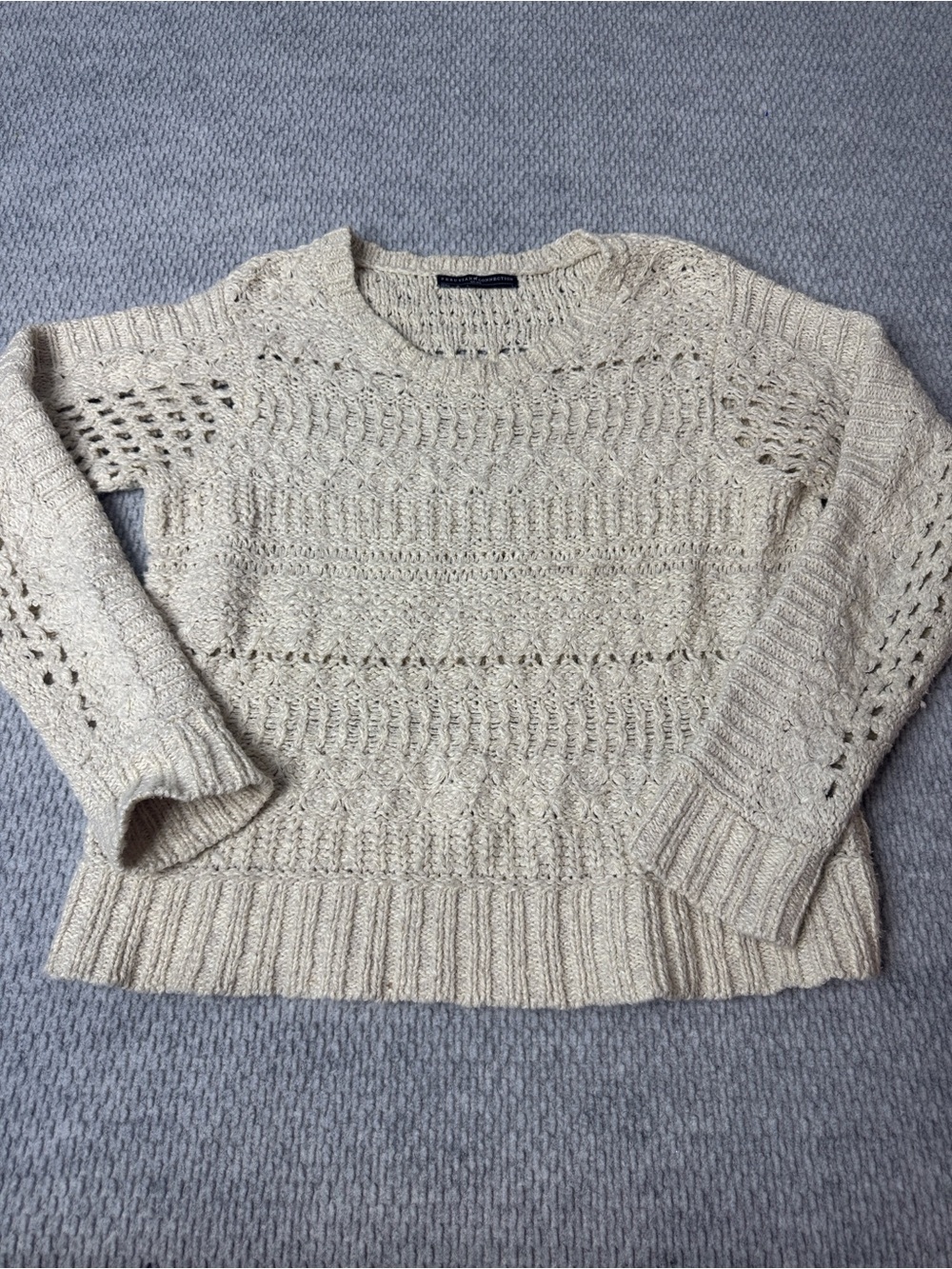 Peruvian Connection Sweater Cream Knitted Sz L